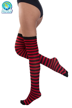 CALZE PARIGINE RIGATE ROSSO NERO ADULTA